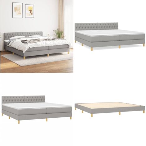 Boxspringbett mit Matratze Hellgrau 200x200 cm Stoff - Boxspringbett - Doppelbett - Bettenrahmen - Schlafsystem - Hellgraues Bett - Home & Living