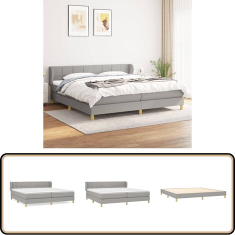 Boxspringbett mit Matratze Hellgrau 200x200 cm Stoff - Boxspringbett - Doppelbett - Bettenrahmen - Schlafsystem - Lattenrost