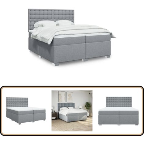 Boxspringbett mit Matratze Hellgrau 200x200 cm Stoff - Boxspringbett - Doppelbett - Bettsofa - Schlafsystem - Liegekomfort