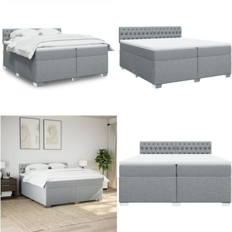 Boxspringbett mit Matratze Hellgrau 200x200 cm Stoff - Boxspringbett - Doppelbett - Bettsystem - Schlafsofa - Polsterbett - Home & Living