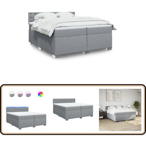 Boxspringbett mit Matratze Hellgrau 200x200 cm Stoff - Boxspringbett - Doppelbett - Schlafzimmermöbel - Bettenrahmen - Liegefläche 200x200 Cm