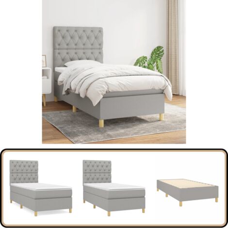 Boxspringbett mit Matratze Hellgrau 80x200 cm Stoff - Boxspringbett - Doppelbett - Bettenrahmen - Schlafsofa - Liegefläche 80x200 Cm