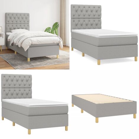Boxspringbett mit Matratze Hellgrau 80x200 cm Stoff - Boxspringbett - Doppelbett - Bettenrahmen - Schlafsofa - Liegefläche 80x200 Cm - Home & Living