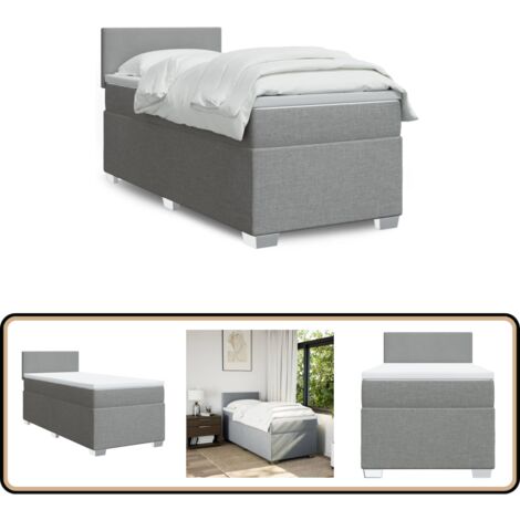 Boxspringbett mit Matratze Hellgrau 80x200 cm Stoff - Boxspringbett - Doppelbett - Liegefläche 80x200 Cm - Bettsofa - Schlafsystem