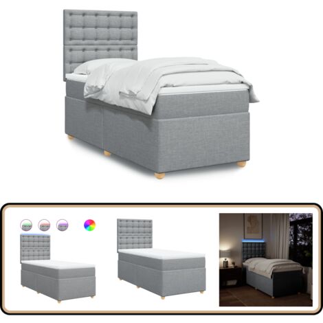 Boxspringbett mit Matratze Hellgrau 80x200 cm Stoff - Boxspringbett - Doppelbett - Liegefläche 80x200cm - Bettenrahmen - Lattenrost