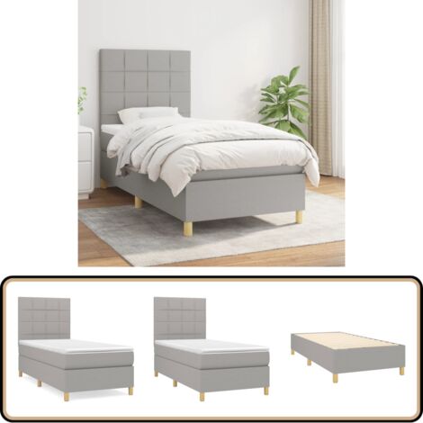 Boxspringbett mit Matratze Hellgrau 90x190 cm Stoff - Boxspringbett - Doppelbett - Bettenrahmen - Schlafsofa - Liegefläche 90x190 Cm