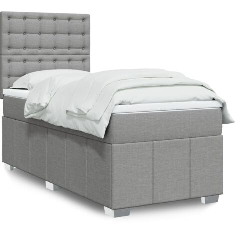 Boxspringbett mit Matratze Hellgrau 90x190 cm Stoff vidaXL