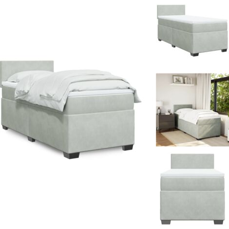 Boxspringbett mit Matratze Hellgrau 90x200 cm Samt - Boxspringbett - Boxspringbetten - Bett - Bett Mit Stauraum