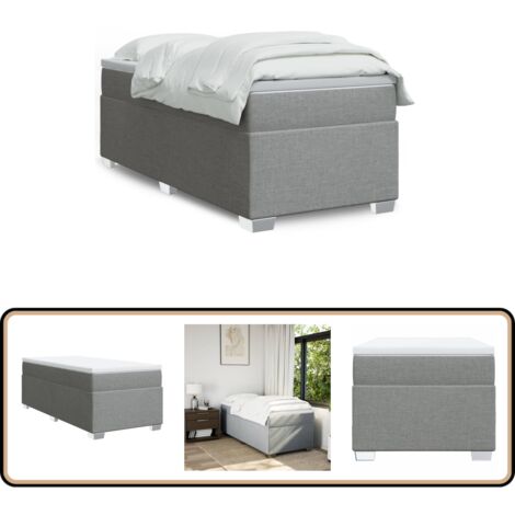 Boxspringbett mit Matratze Hellgrau 90x200 cm Stoff - Boxspringbett - Betten - Schlafsysteme - Doppelbett - Einzelbett