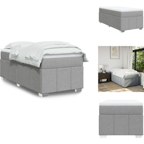 Boxspringbett mit Matratze Hellgrau 90x200 cm Stoff - Boxspringbett - Boxspringbetten - Bett - Bett Mit Stauraum