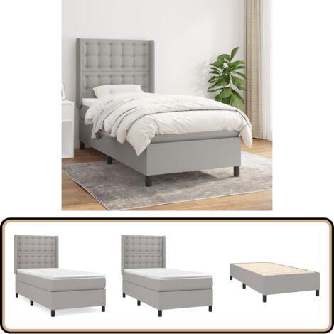 Boxspringbett mit Matratze Hellgrau 90x200 cm Stoff - Boxspringbett - Doppelbett - Bettenrahmen - Lattenrost - Liegekomfort