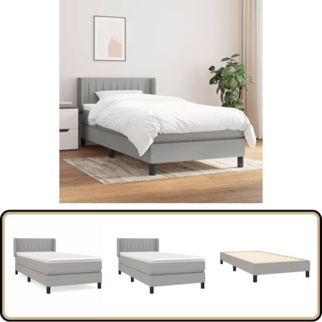 Boxspringbett mit Matratze Hellgrau 90x200 cm Stoff - Boxspringbett - Doppelbett - Bettenrahmen - Lattenrost - Matratze