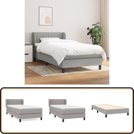 Boxspringbett mit Matratze Hellgrau 90x200 cm Stoff - Boxspringbett - Doppelbett - Bettenrahmen - Lattenrost - Matratze