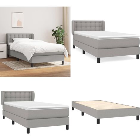 Boxspringbett mit Matratze Hellgrau 90x200 cm Stoff - Boxspringbett - Doppelbett - Bettenrahmen - Lattenrost - Matratze - Home & Living