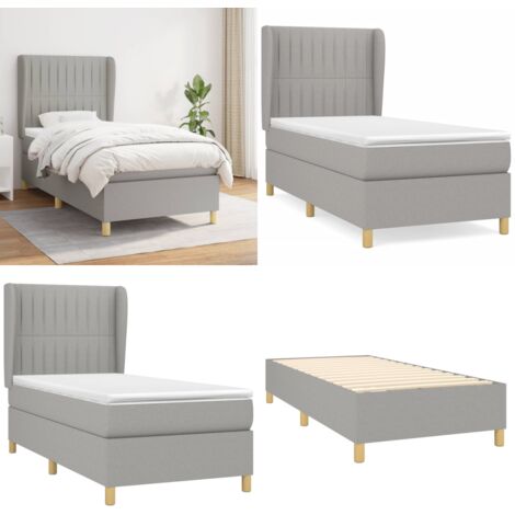 Boxspringbett mit Matratze Hellgrau 90x200 cm Stoff - Boxspringbett - Doppelbett - Bettenrahmen - Lattenrost - Matratze - Home & Living