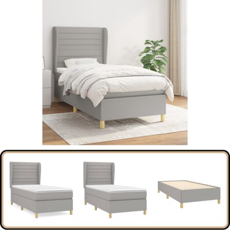 Boxspringbett mit Matratze Hellgrau 90x200 cm Stoff - Boxspringbett - Doppelbett - Bettenrahmen - Schlafraum - Liegekomfort