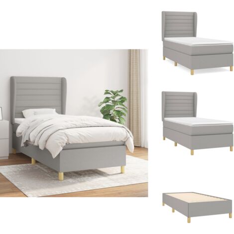 Boxspringbett mit Matratze Hellgrau 90x200 cm Stoff - Boxspringbett - Doppelbett - Bettenrahmen - Schlafraum - Liegekomfort