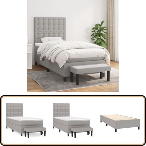 Boxspringbett mit Matratze Hellgrau 90x200 cm Stoff - Boxspringbett - Doppelbett - Bettenrahmen - Schlafsofa - Hellgraues Bett