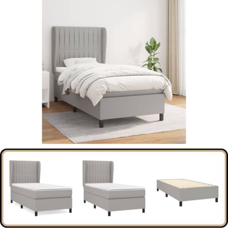 Boxspringbett mit Matratze Hellgrau 90x200 cm Stoff - Boxspringbett - Doppelbett - Bettenrahmen - Schlafsystem - Lattenrost