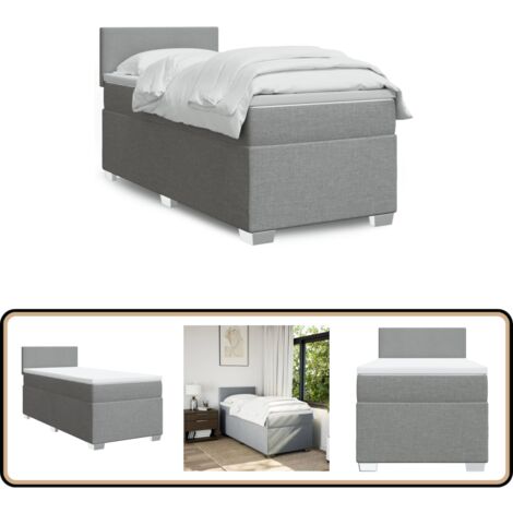 Boxspringbett mit Matratze Hellgrau 90x200 cm Stoff - Boxspringbett - Doppelbett - Bettgestell - Bettrahmen - Schlafsystem