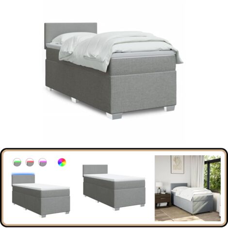 Boxspringbett mit Matratze Hellgrau 90x200 cm Stoff - Boxspringbett - Doppelbett - Bettgestell - Kopfteil - Stoffbetten