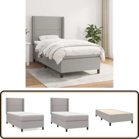Boxspringbett mit Matratze Hellgrau 90x200 cm Stoff - Boxspringbett - Doppelbett - Bettgestell - Schlafraum - Schlafzimmer