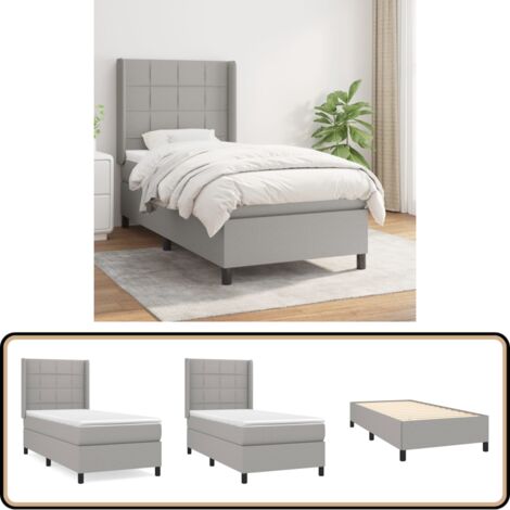 Boxspringbett mit Matratze Hellgrau 90x200 cm Stoff - Boxspringbett - Doppelbett - Schlafraum - Bettenrahmen - Lattenrost