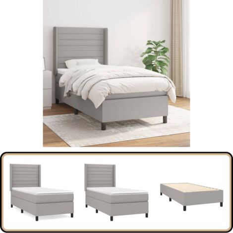 Boxspringbett mit Matratze Hellgrau 90x200 cm Stoff - Boxspringbett - Doppelbett - Schlafraum - Bettenrahmen - Lattenrost