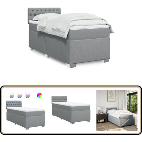 Boxspringbett mit Matratze Hellgrau 90x200 cm Stoff - Boxspringbett - Doppelbett - Schlafsystem - Bettenrahmen - Kopfteil