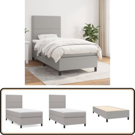 Boxspringbett mit Matratze Hellgrau 90x200 cm Stoff - Boxspringbett - Doppelbett - Schlafsystem - Bettrahmen - Matratze