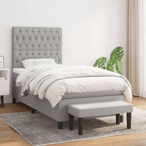 Boxspringbett mit Matratze Hellgrau 90x200 cm Stoff vidaXL