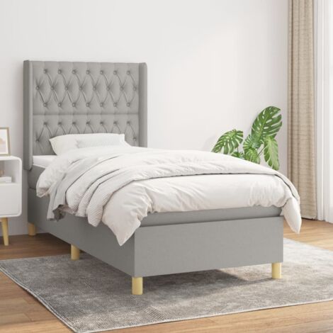 Boxspringbett mit Matratze Hellgrau 90x200 cm Stoff vidaXL