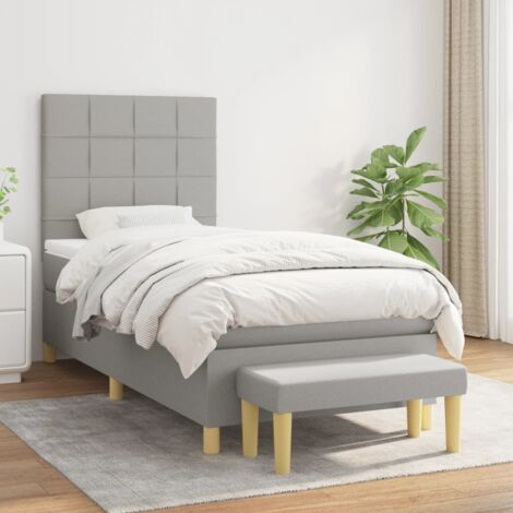 Boxspringbett mit Matratze Hellgrau 90x200 cm Stoff vidaXL