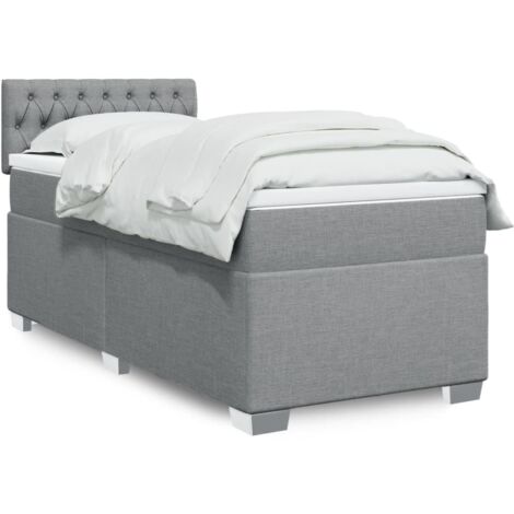 Boxspringbett mit Matratze Hellgrau 90x200 cm Stoff vidaXL