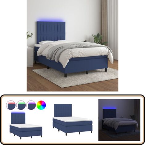 Boxspringbett mit Matratze & LED Blau 120x200 cm Stoff - Boxspringbett - Doppelbett - Schlafsofa - Bettauflage - Lattenrost