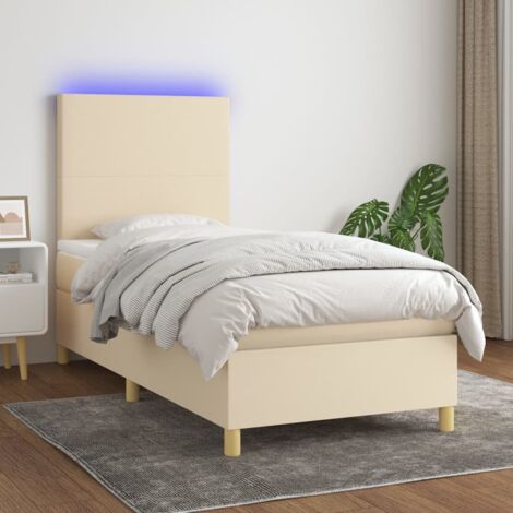 Boxspringbett mit Matratze & LED Creme 100x200 cm Stoff vidaXL