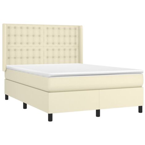 Boxspringbett mit Matratze & LED Creme 140x190 cm Kunstleder vidaXL