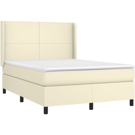 Boxspringbett mit Matratze & LED Creme 140x200 cm Kunstleder vidaXL
