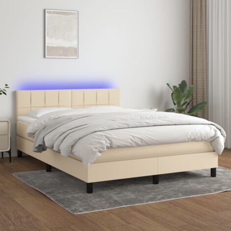 Boxspringbett mit Matratze & LED Creme 140x200 cm Stoff vidaXL