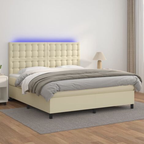 Boxspringbett mit Matratze & LED Creme 180x200 cm Kunstleder vidaXL