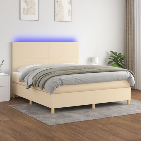 Boxspringbett mit Matratze & LED Creme 180x200 cm Stoff vidaXL