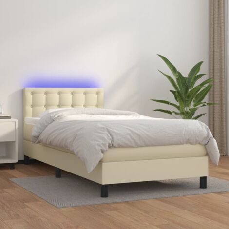 Boxspringbett mit Matratze & LED Creme 80x200 cm Kunstleder vidaXL