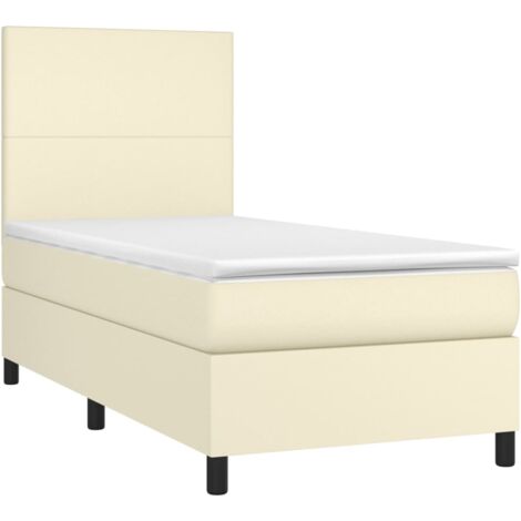 Boxspringbett mit Matratze & LED Creme 90x190 cm Kunstleder vidaXL