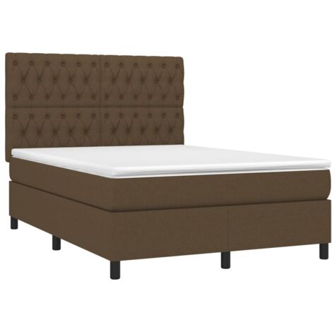 Boxspringbett mit Matratze & LED Dunkelbraun 140x200 cm Stoff vidaXL