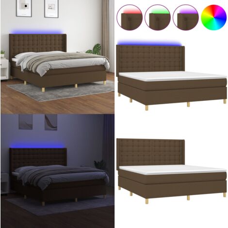 Boxspringbett mit Matratze & LED Dunkelbraun 180x200 cm Stoff - Boxspringbett - Doppelbett - Betten - Schlafräume - Wohnbereich - Home & Living