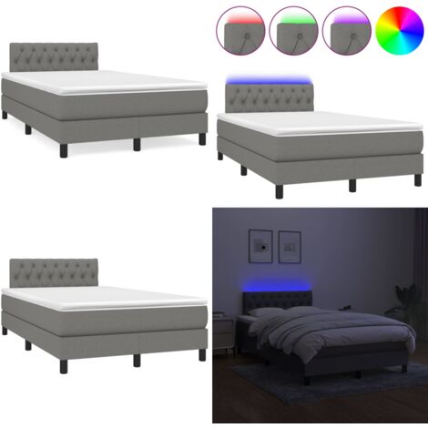 Boxspringbett mit Matratze & LED Dunkelgrau 120x190 cm Stoff - Boxspringbett - Doppelbett - Bettenrahmen - Schlafraum - Liegefläche 120x190 Cm - Home & Living