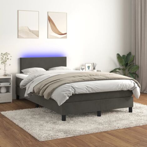 Boxspringbett mit Matratze & LED Dunkelgrau 120x200 cm Samt vidaXL