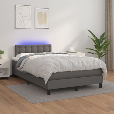 Boxspringbett mit Matratze & LED Grau 120x200 cm Kunstleder vidaXL