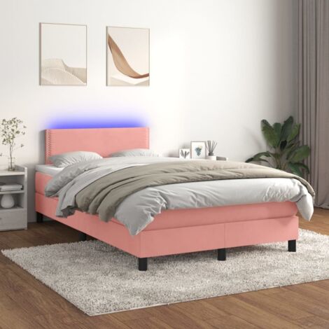 Boxspringbett mit Matratze & LED Rosa 120x200 cm Samt vidaXL