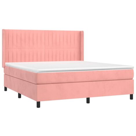 Boxspringbett mit Matratze & LED Rosa 180x200 cm Samt vidaXL